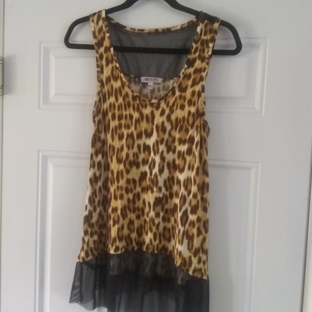 Jennifer Lopez Women Leopard Top Sz MEDIUM
